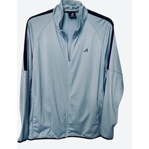 ALIVE LONG SLEEVE FRONT FULL ZIP JACKET, MENS, XL, LIGHT BLUE WITH BLACK TRIM